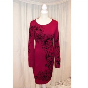 Caché | Long Sleeve Burgundy Dress